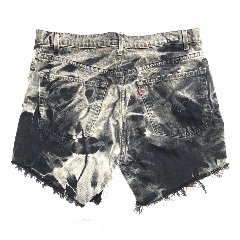 Distressed black Levi’s shorts